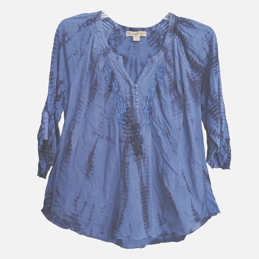 Vintage American Blues Peasant Blouse ~ Size XXL